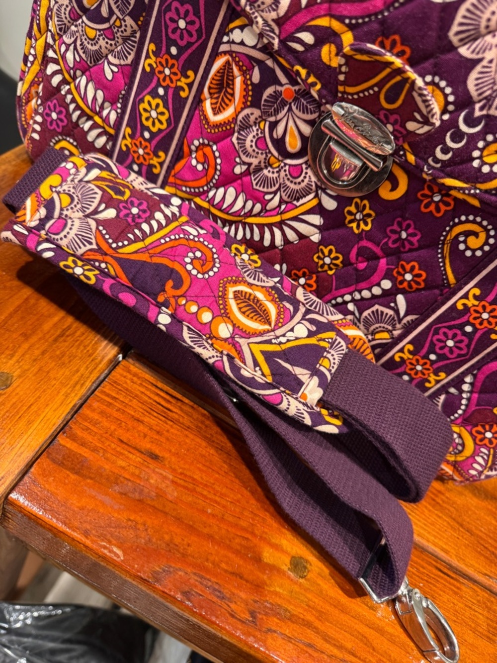 Vera Bradley Laptop Work Bag Paisley Print Travel Tote Briefcase Purple Orange - Picture 4 of 7